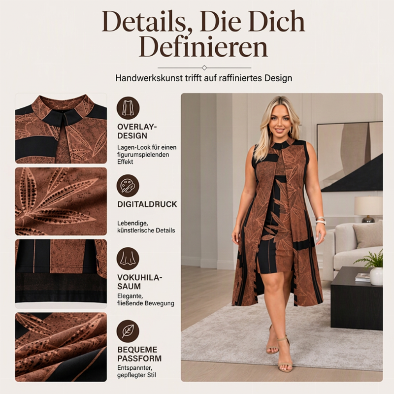 📢🎉50%Rabatt!!!🛍️✨Chic ärmelloses Fake-Zweiteiler-Kleid für Damen