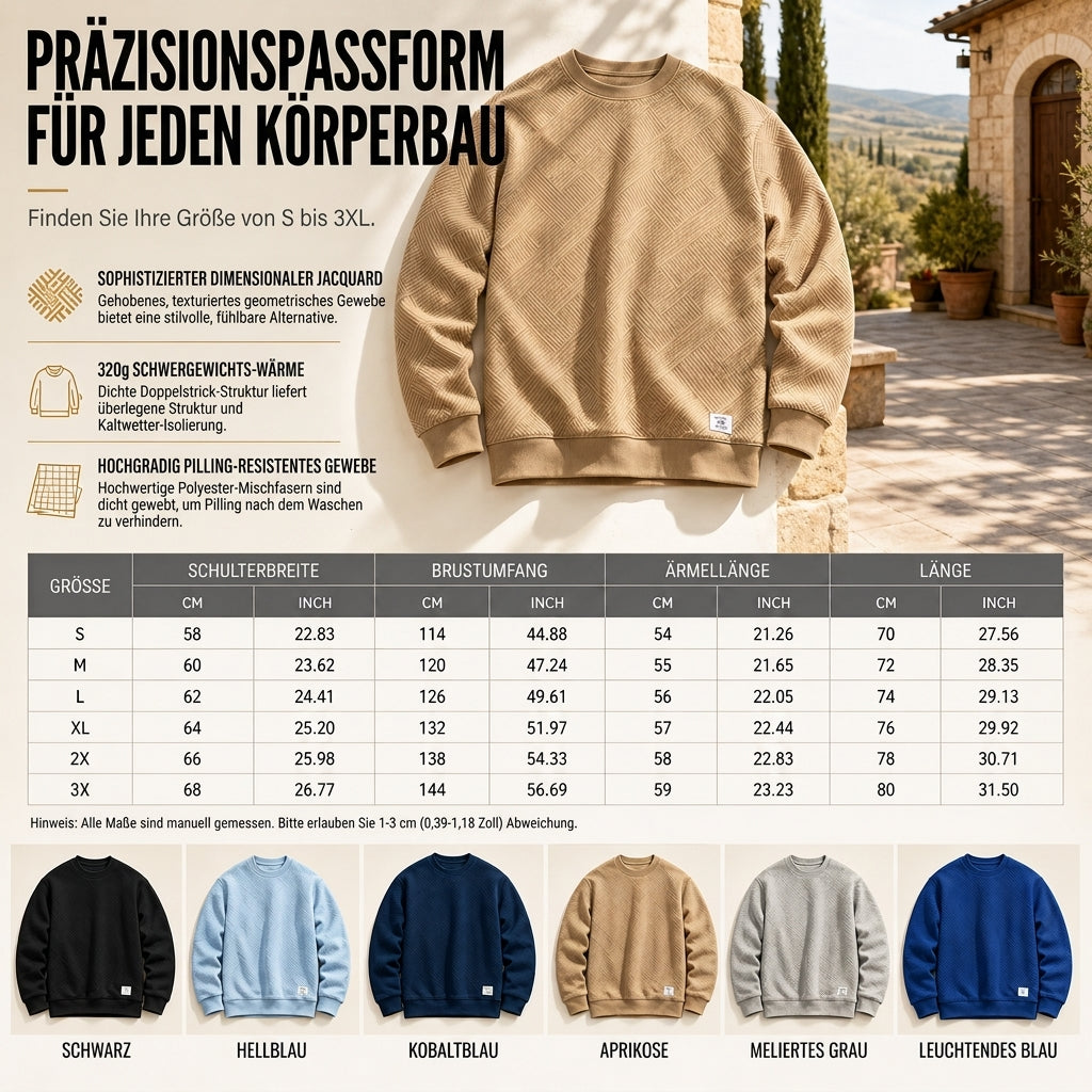 📢🎉50%Rabatt!!!🛍️✨Herren Langarm Jacquard Rundhals Sweatshirt Lockere Passform Verdickter Herbst Winter Oberteil Große Größen