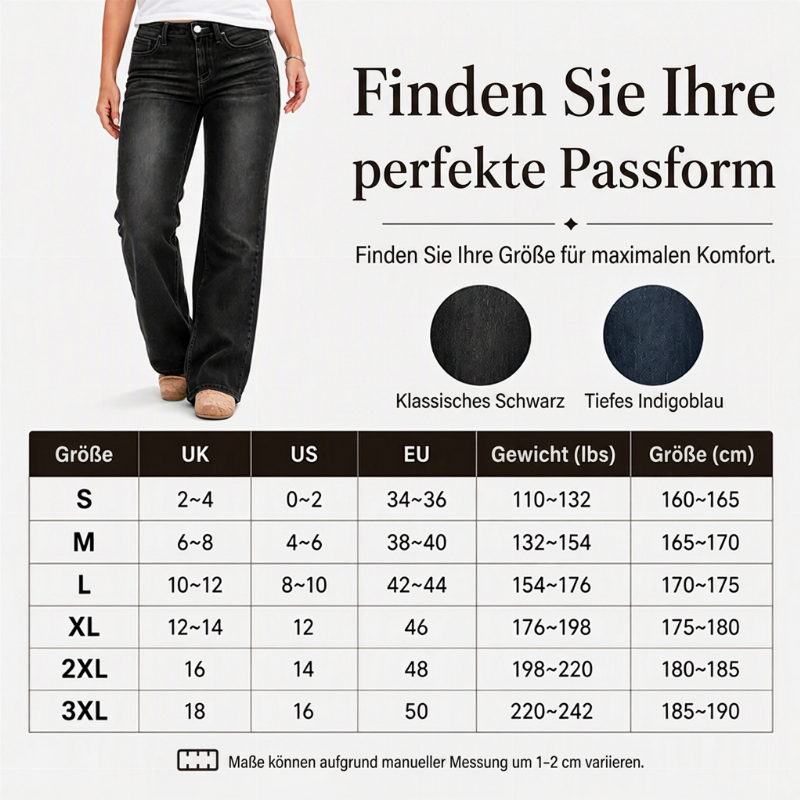 Damen Stretch-Jeans mit hohem Bund und weitem Bein