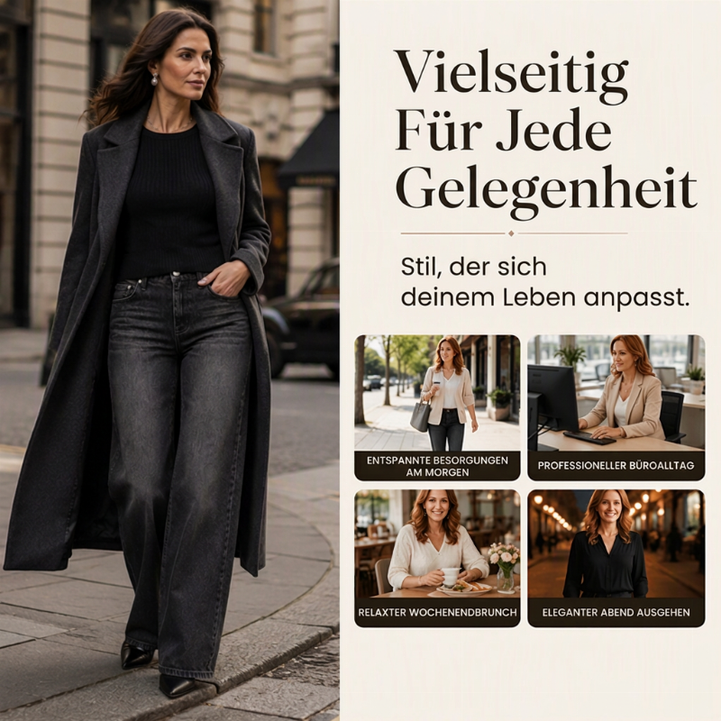 Damen Stretch-Jeans mit hohem Bund und weitem Bein