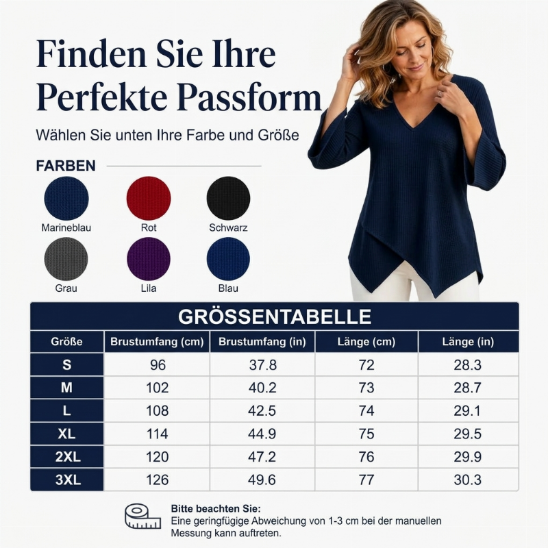 🔁 1000+ echte Bewertungen – durchweg positiv! Weites V-Ausschnitt-Oberteil aus Waffelstrick für Damen
