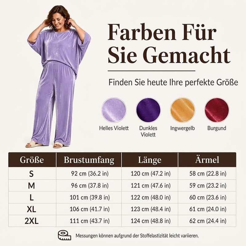 🚨 Eilmeldung: 50% endet heute Nacht! Samt-Set für Damen: Kurzarm-Oberteil & Weite-Hose