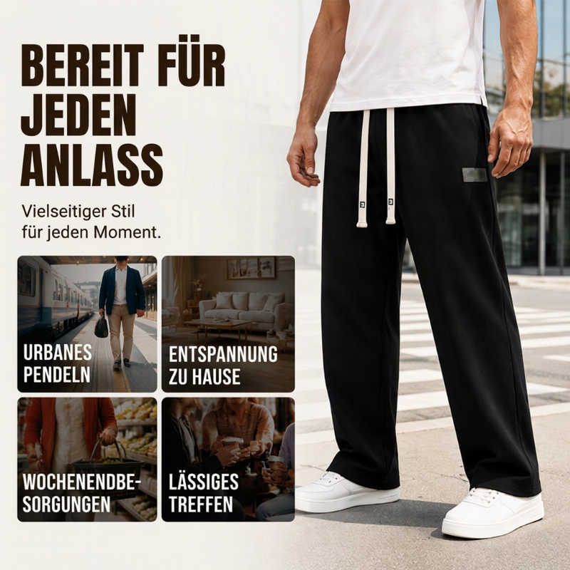 Freizeit-Weitschlag-Jogginghose für Herren mit Taschen