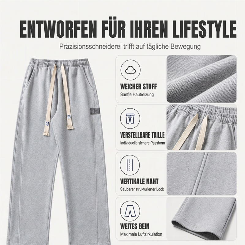 Freizeit-Weitschlag-Jogginghose für Herren mit Taschen