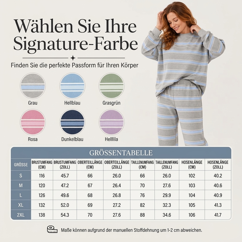 🌟 Der Look, den alle suchen – bei uns 50% günstiger! Damen-Streifenmotte-Mock-Neck-Top & Wide-Leg-Hosen-Set