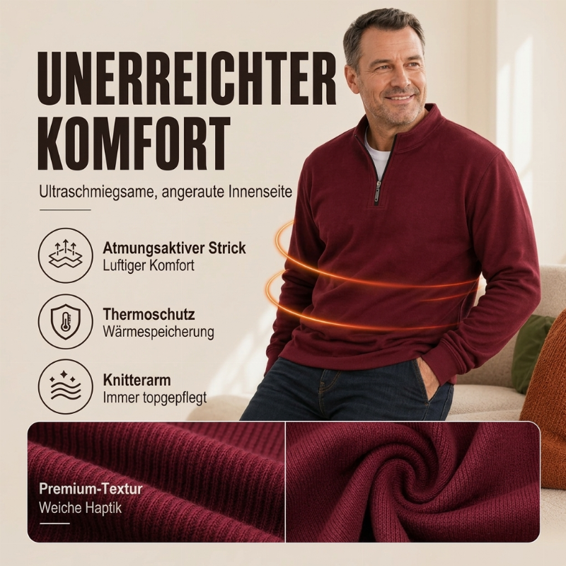 🧨 Bestseller ist zurück – alle, die beim letzten Mal leer ausgingen, jetzt zugreifen! Herren Halb-Reißverschluss Warm Futter Geripptes Sweatshirt