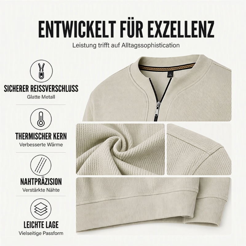 🧨 Bestseller ist zurück – alle, die beim letzten Mal leer ausgingen, jetzt zugreifen! Herren Halb-Reißverschluss Warm Futter Geripptes Sweatshirt