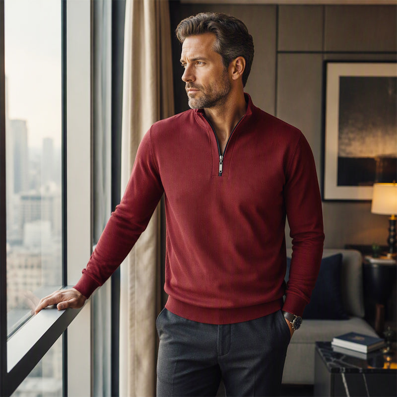 🧨 Bestseller ist zurück – alle, die beim letzten Mal leer ausgingen, jetzt zugreifen! Herren Halb-Reißverschluss Warm Futter Geripptes Sweatshirt