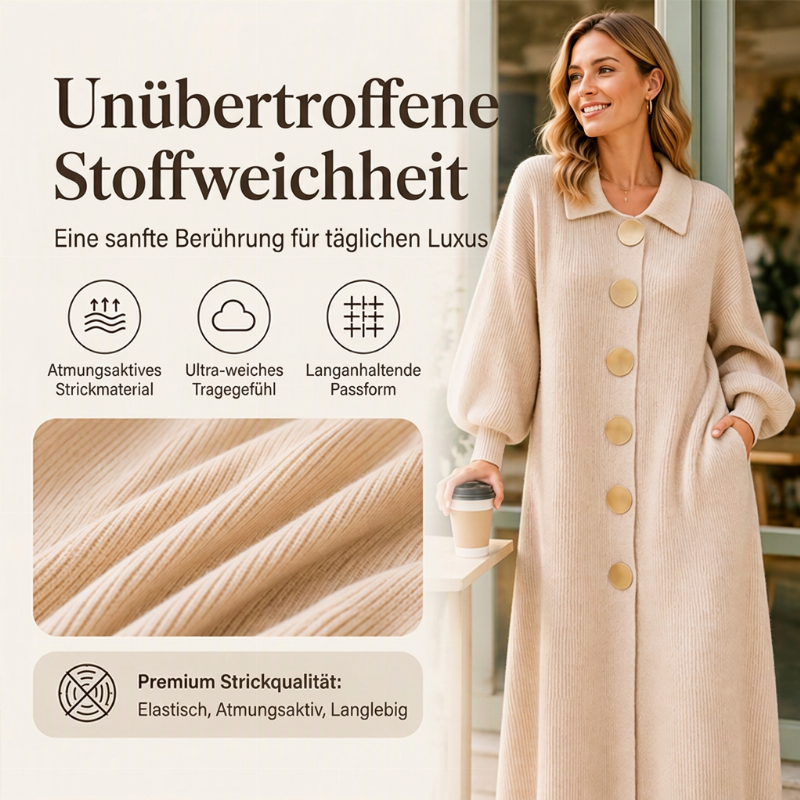 🔥Beliebtes Produkt ！✨Damen Maxikleid aus Rippstrick mit Laternenärmeln