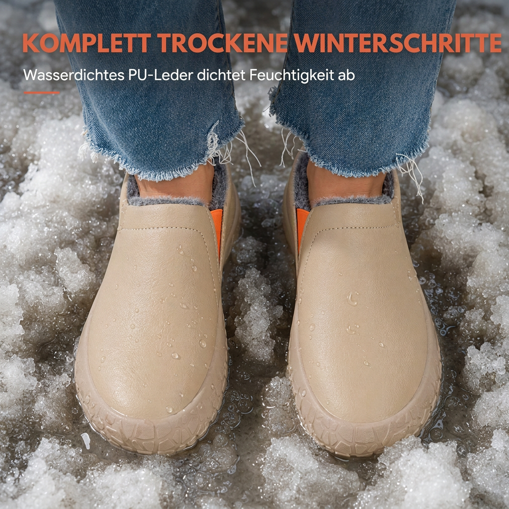 Wasserdichte Winterstiefel für Damen, warme wattierte Schlupfschuhe mit verstecktem Keilabsatz, rutschfeste, weiche Sohle, bequeme Freizeit-Wanderschuhe