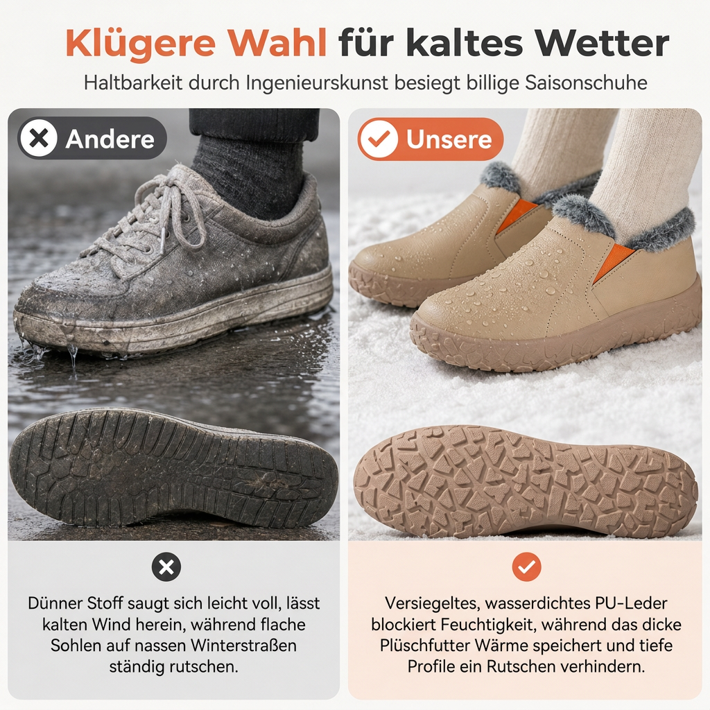 Wasserdichte Winterstiefel für Damen, warme wattierte Schlupfschuhe mit verstecktem Keilabsatz, rutschfeste, weiche Sohle, bequeme Freizeit-Wanderschuhe
