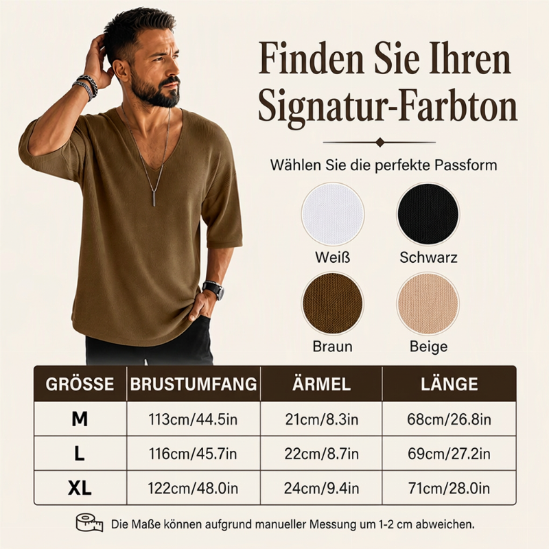 🔥Beliebtes Produkt ！✨Lässiges V-Ausschnitt Strick-T-Shirt für Herren