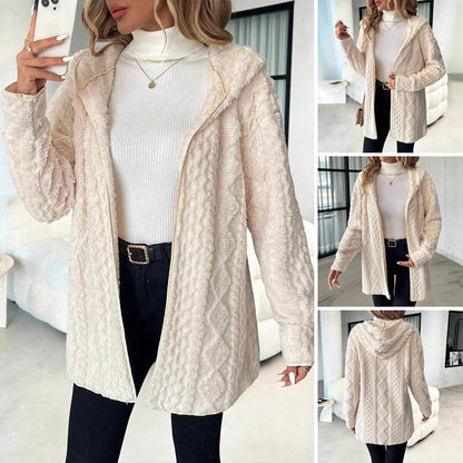 🔥Beliebtes Produkt ！✨Damen mittellanger Steppmantel aus Plüsch mit Kapuze