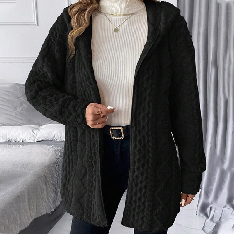 🔥Beliebtes Produkt ！✨Damen mittellanger Steppmantel aus Plüsch mit Kapuze