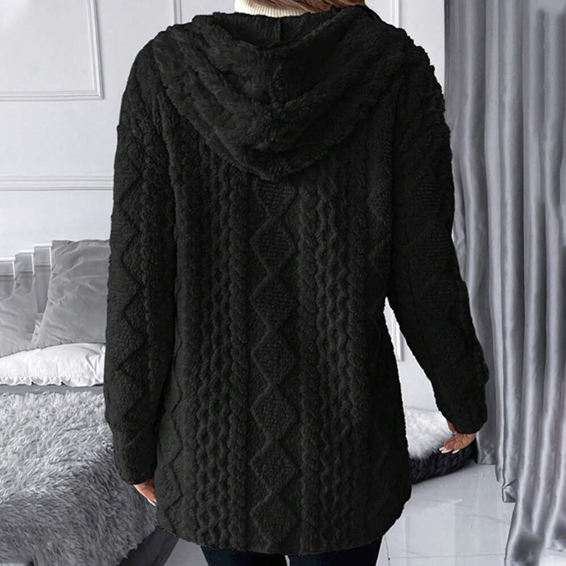 🔥Beliebtes Produkt ！✨Damen mittellanger Steppmantel aus Plüsch mit Kapuze