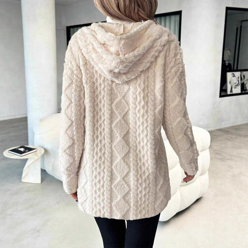 🔥Beliebtes Produkt ！✨Damen mittellanger Steppmantel aus Plüsch mit Kapuze