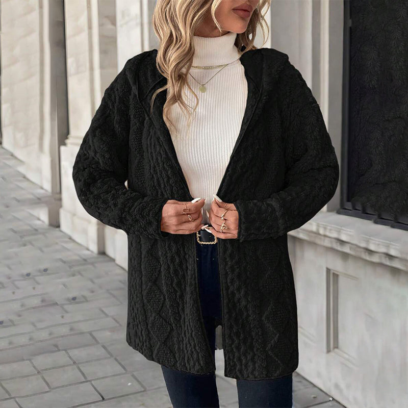 🔥Beliebtes Produkt ！✨Damen mittellanger Steppmantel aus Plüsch mit Kapuze