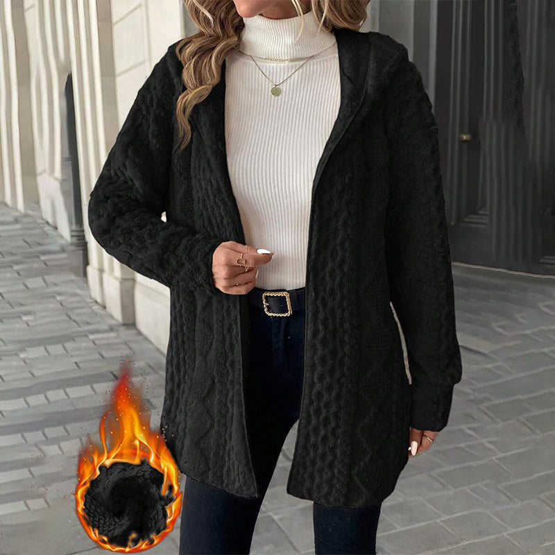 🔥Beliebtes Produkt ！✨Damen mittellanger Steppmantel aus Plüsch mit Kapuze