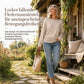 📢🎉50%Rabatt!!!🛍️✨Damen lässiger lockerer Rundhals Langarm Strickpullover mit herunterfallenden Schultern, Fledermausärmeln und seitlicher Rüschenoptik