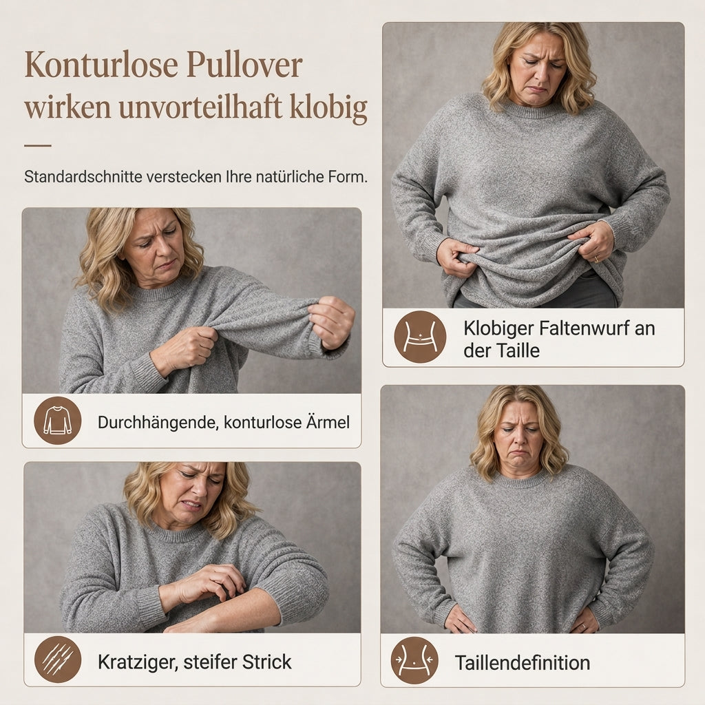 📢🎉50%Rabatt!!!🛍️✨Damen lässiger lockerer Rundhals Langarm Strickpullover mit herunterfallenden Schultern, Fledermausärmeln und seitlicher Rüschenoptik