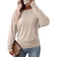 📢🎉50%Rabatt!!!🛍️✨Damen lässiger lockerer Rundhals Langarm Strickpullover mit herunterfallenden Schultern, Fledermausärmeln und seitlicher Rüschenoptik