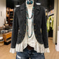 💬 Tausende zufriedene Kunden! 💞 Damen Jeansjacke mit Spitzenabschluss und Reverskragen