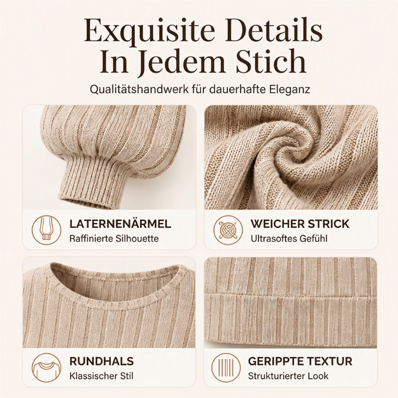 🔥 50% Rabatt – nur heute! 🎉 Damen lässiger Pullover mit Rippstrick und Laternenärmeln