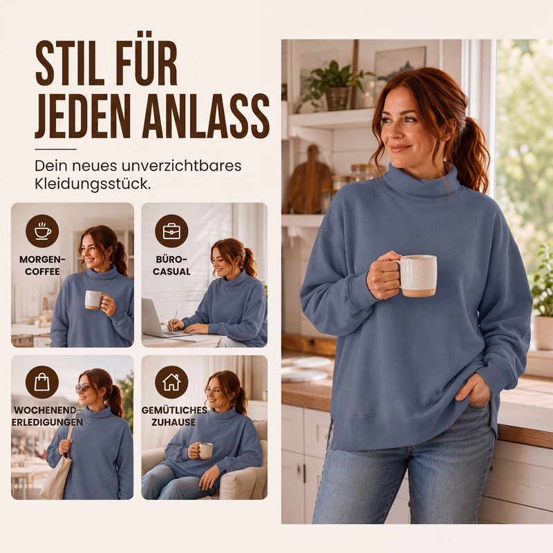 Legeres Damen-Sweatshirt mit Stehkragen