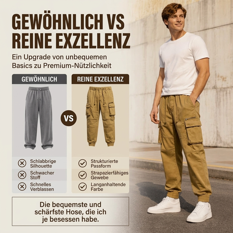 Herren Cargohose mit mehreren Taschen, Jogging-Stil