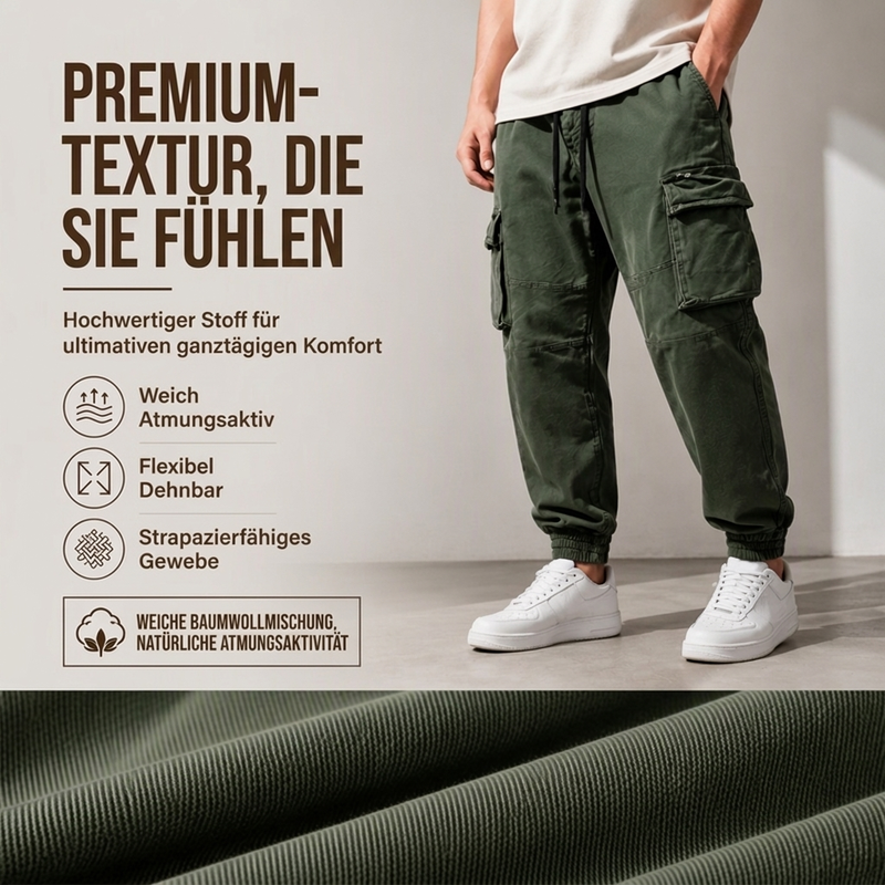 Herren Cargohose mit mehreren Taschen, Jogging-Stil