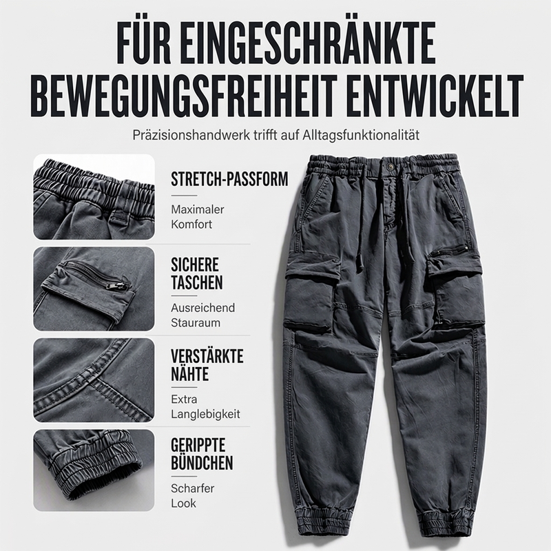 Herren Cargohose mit mehreren Taschen, Jogging-Stil