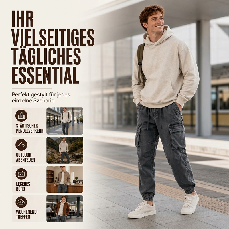 Herren Cargohose mit mehreren Taschen, Jogging-Stil