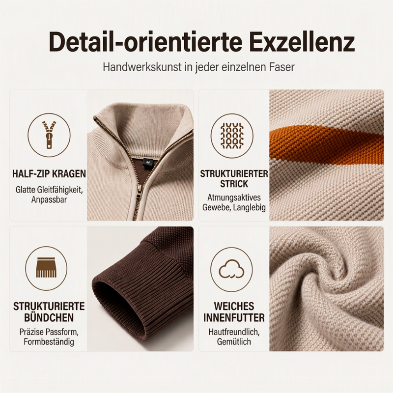 Herren Freizeit Pullover mit Farbblock-Design und Halbzipper