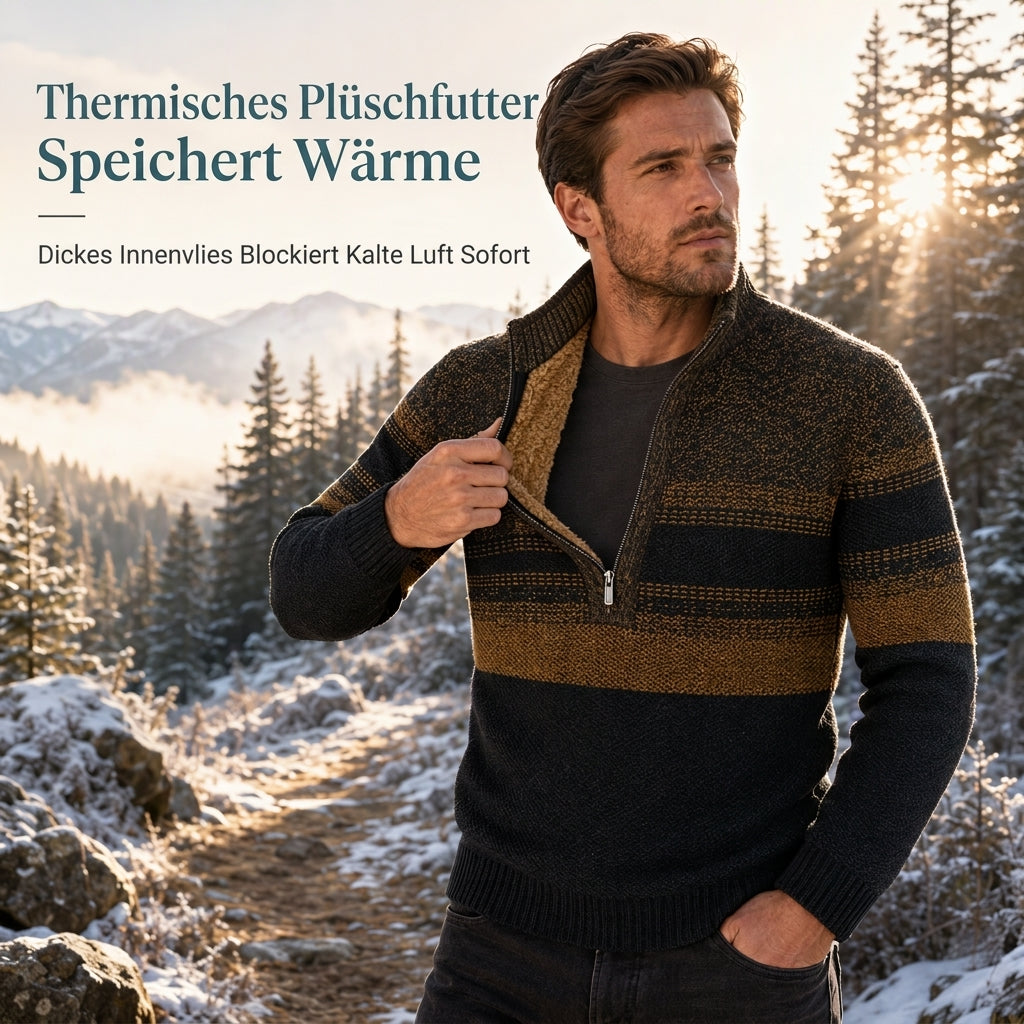 Herren Winter Strickjacke mit Kapuze, kariert, mit Fleecefutter, dicker Mantel mit langen Ärmeln