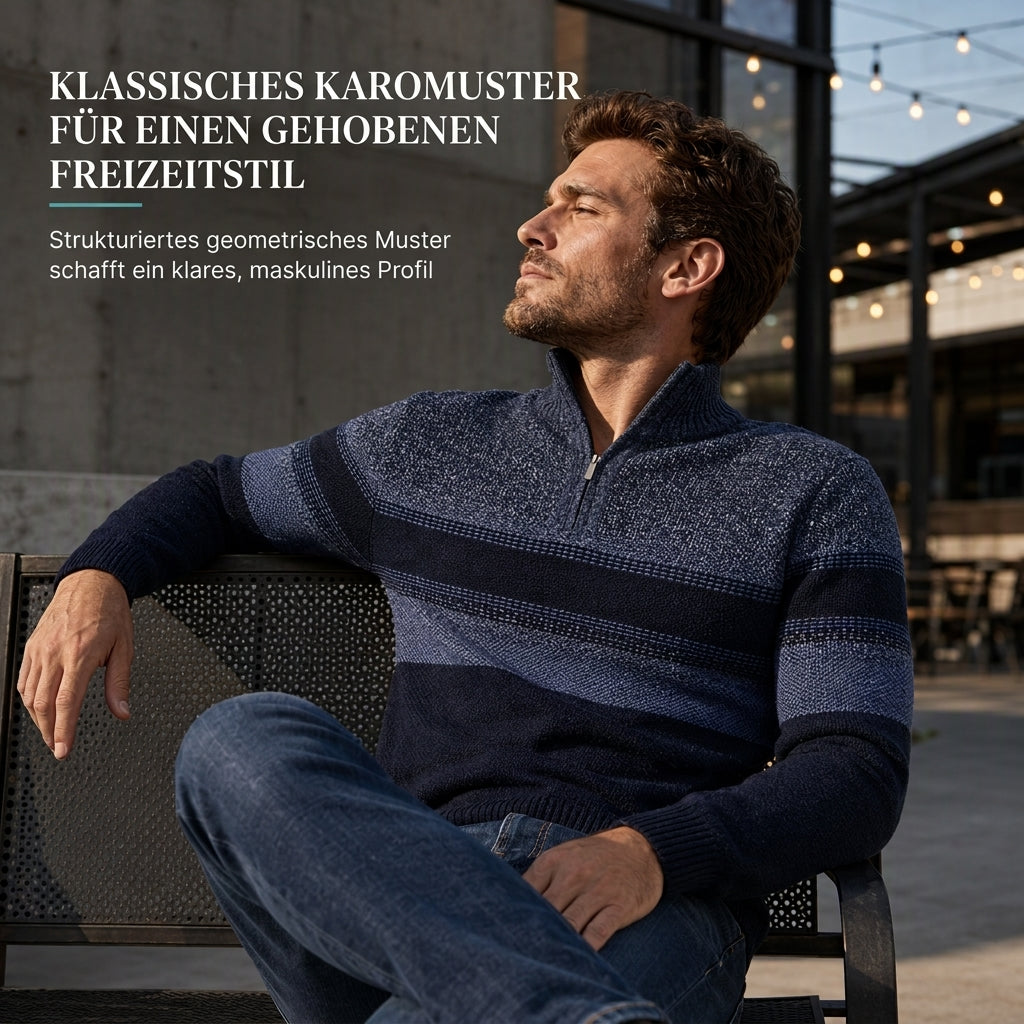 Herren Winter Strickjacke mit Kapuze, kariert, mit Fleecefutter, dicker Mantel mit langen Ärmeln