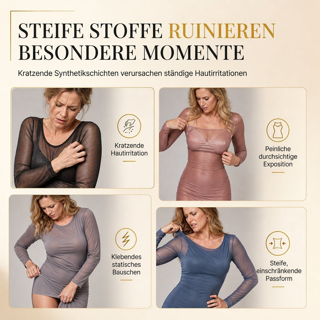 📢🎉50%Rabatt!!!🛍️✨2-Teiler Damen Kleid Set mit langärmligem, meshartigem und kettenbedrucktem Bodycon Midikleid und Unterkleid