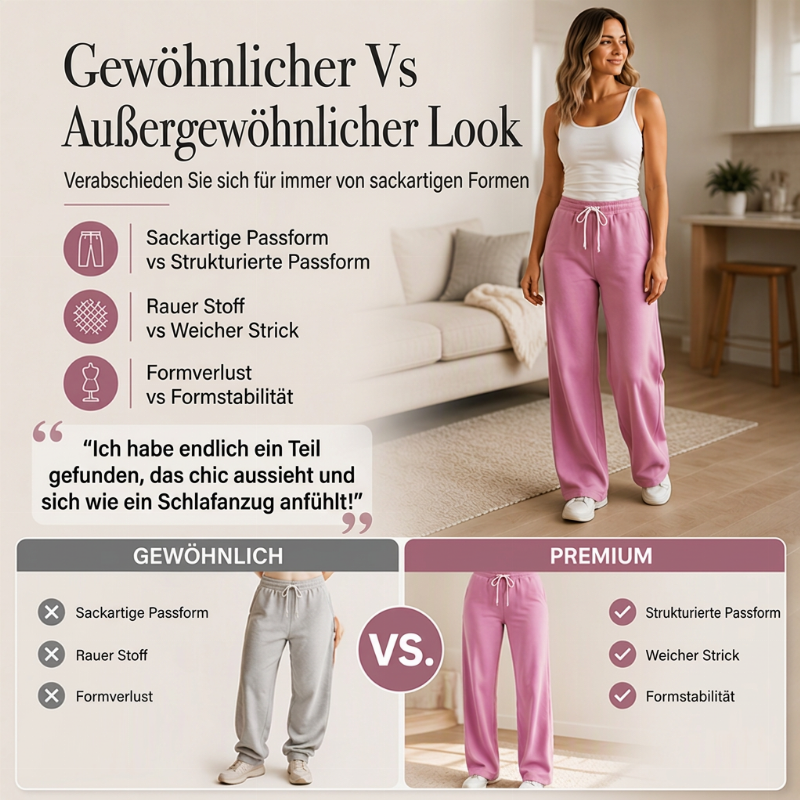 🔥Beliebtes Produkt ！✨Freizeit-Hose mit hoher Taille und weitem Bein für Damen