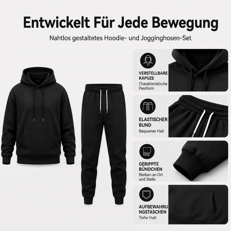 Freizeit 2-teiliges Set für Herren mit Hoodie und Jogginghose