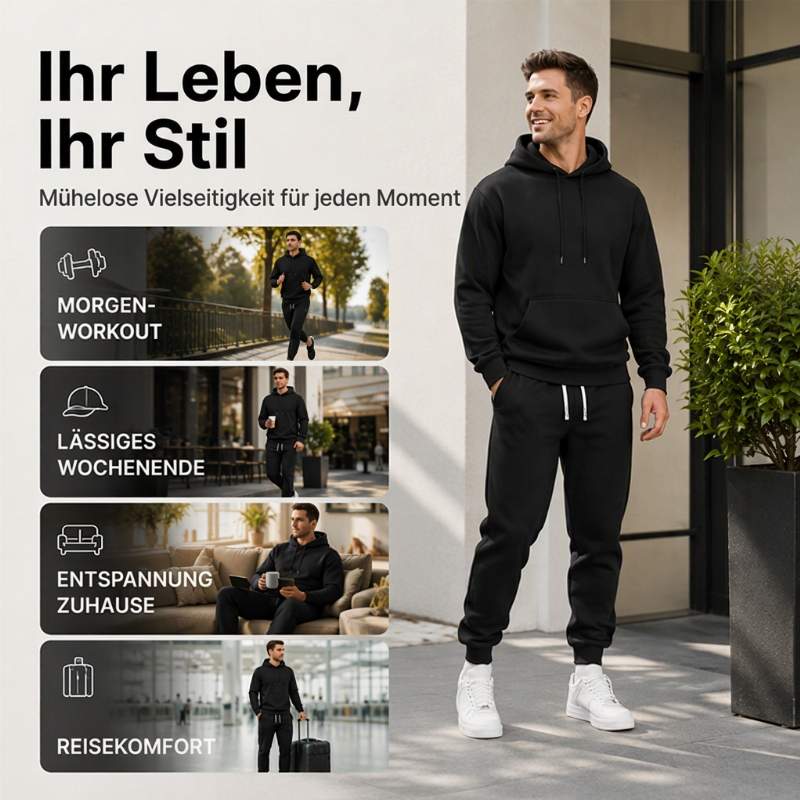 Freizeit 2-teiliges Set für Herren mit Hoodie und Jogginghose