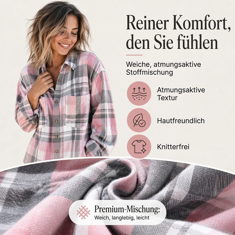50 % RABATT| Kariertes mittellanges Hemdjacke für Damen