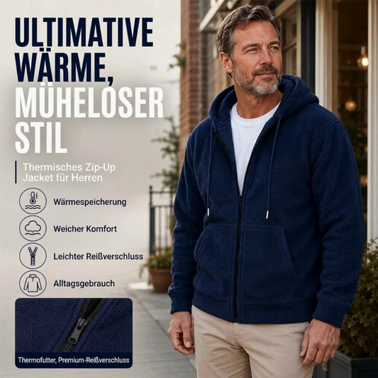 Warme Kapuzenjacke mit Reißverschluss für Herren für den Winter