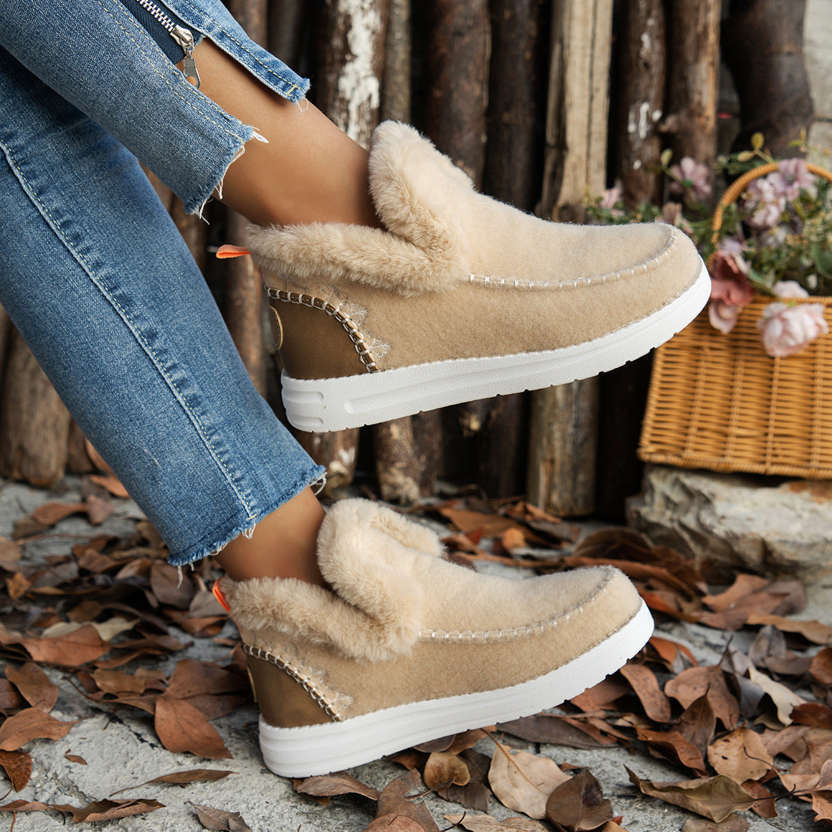 🙌 70% Wiederkaufquote! Damen Anti-Rutsch Winterstiefeletten mit Kunstplüsch-Futter