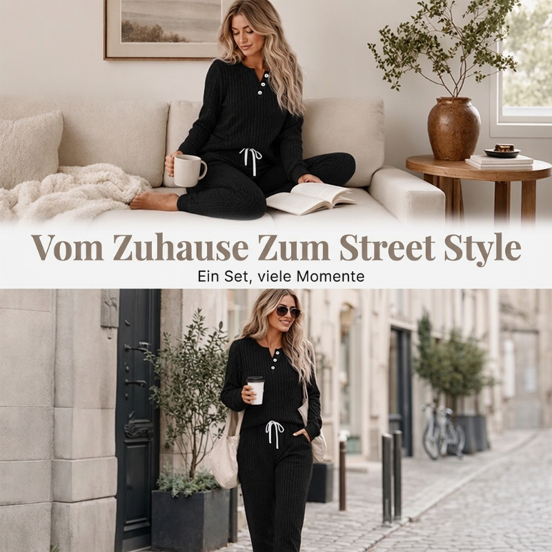 📢🎉50%Rabatt!!!🛍️✨Zweiteiliges Set aus Damen-Oberteil und Hose mit Kordelzug