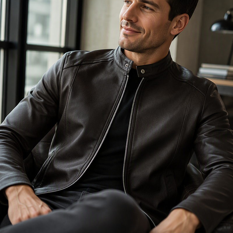 50 % Rabatt | Warme Bikerjacke in Slim Fit