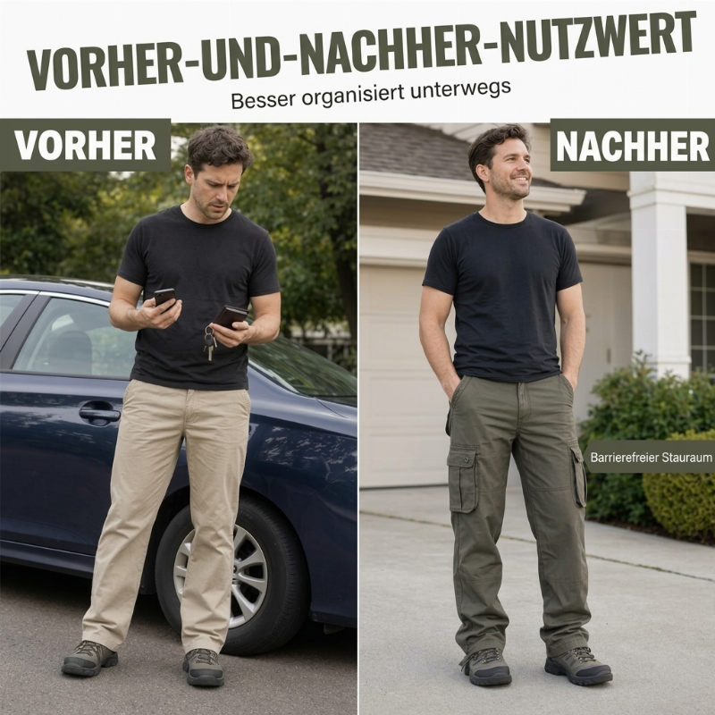 Cargohosen für Herren mit Relaxed-Passform und mehreren Taschen