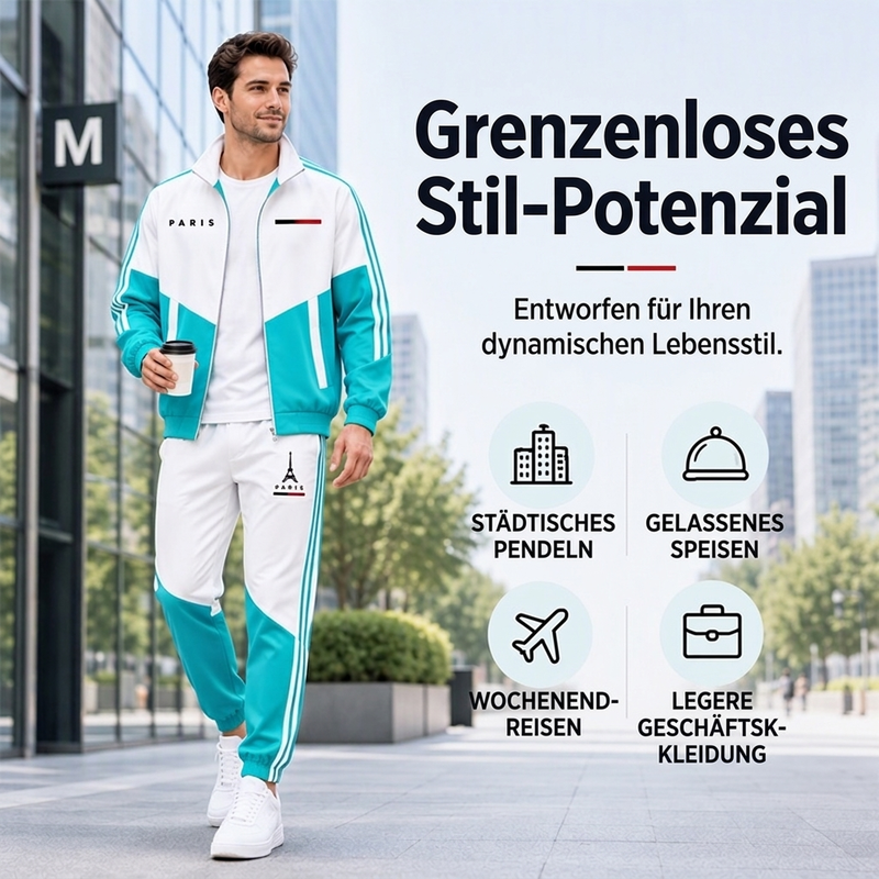 📢🎉Räumungsverkauf🛍️✨Herren Farbblock-Reißverschlussjacke und Kordelhosen-Set