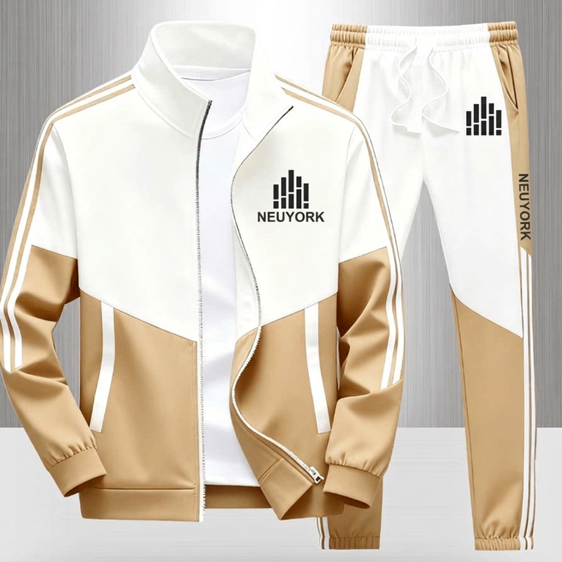 📢🎉Räumungsverkauf🛍️✨Herren Farbblock-Reißverschlussjacke und Kordelhosen-Set