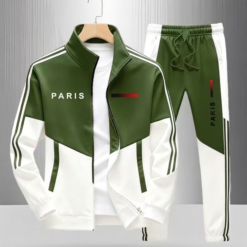 📢🎉Räumungsverkauf🛍️✨Herren Farbblock-Reißverschlussjacke und Kordelhosen-Set