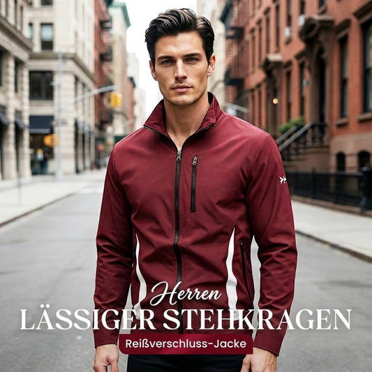 50%Rabatt | Lässige Herrenjacke mit Stehkragen und Reißverschluss
