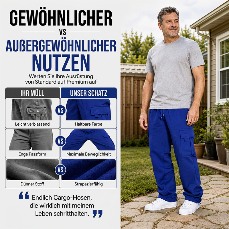 Herren-Freizeit-Cargohose mit Kordelzug